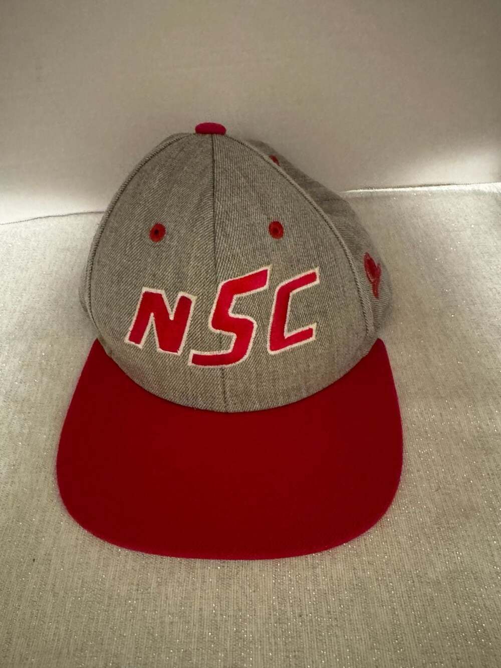 Vintage NC State Wolfpack NSC Snapback Hat Grey and Red